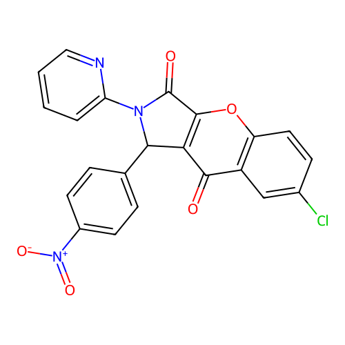 7-chloro-1-(4-nitrophenyl)-2-(pyridin-2-yl)-1,2-dihydrochromeno[2,3-c]pyrrole-3,9-dione structure