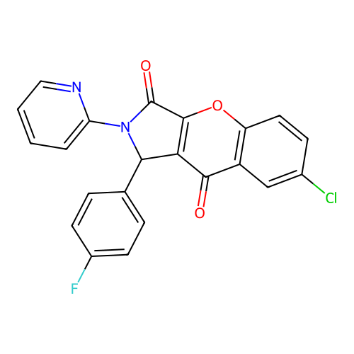 7-chloro-1-(4-fluorophenyl)-2-(pyridin-2-yl)-1,2-dihydrochromeno[2,3-c]pyrrole-3,9-dione structure