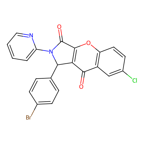 1-(4-bromophenyl)-7-chloro-2-(pyridin-2-yl)-1,2-dihydrochromeno[2,3-c]pyrrole-3,9-dione structure