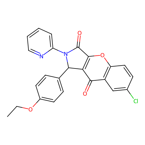 7-chloro-1-(4-ethoxyphenyl)-2-(pyridin-2-yl)-1,2-dihydrochromeno[2,3-c]pyrrole-3,9-dione structure