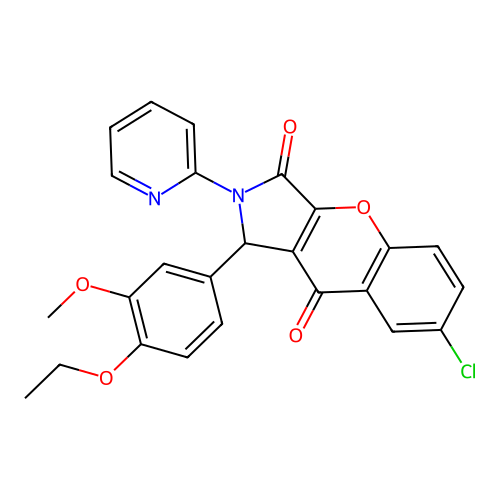 7-chloro-1-(4-ethoxy-3-methoxyphenyl)-2-(pyridin-2-yl)-1,2-dihydrochromeno[2,3-c]pyrrole-3,9-dione structure