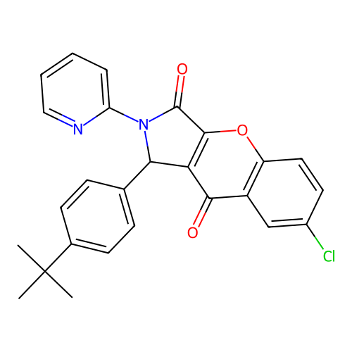 1-(4-tert-butylphenyl)-7-chloro-2-(pyridin-2-yl)-1,2-dihydrochromeno[2,3-c]pyrrole-3,9-dione structure