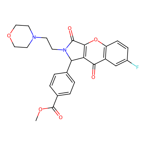 methyl 4-{7-fluoro-2-[2-(morpholin-4-yl)ethyl]-3,9-dioxo-1,2,3,9-tetrahydrochromeno[2,3-c]pyrrol-1-yl}benzoate structure