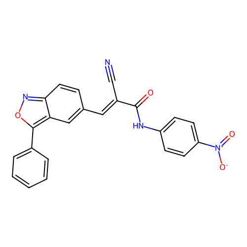 (2E)-2-cyano-N-(4-nitrophenyl)-3-(3-phenyl-2,1-benzoxazol-5-yl)prop-2-enamide structure