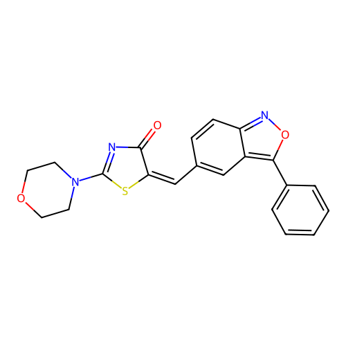 (E)-2-morpholino-5-((3-phenylbenzo[c]isoxazol-5-yl)methylene)thiazol-4(5H)-one structure