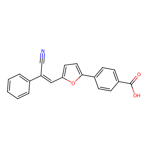 4-[5-(2-Cyano-2-phenylethenyl)furan-2-yl]benzoic acid structure