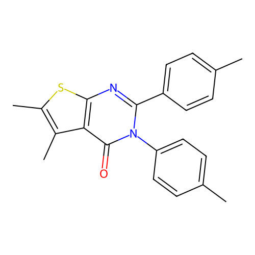 5,6-dimethyl-2,3-bis(4-methylphenyl)thieno[2,3-d]pyrimidin-4(3H)-one structure