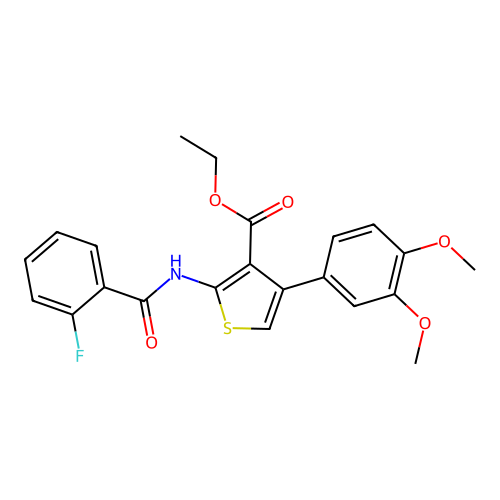 Ethyl 4-(3,4-dimethoxyphenyl)-2-(2-fluorobenzamido)thiophene-3-carboxylate structure