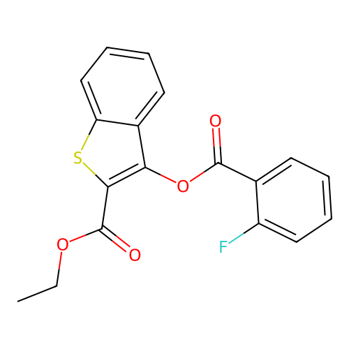 Ethyl 3-{[(2-fluorophenyl)carbonyl]oxy}-1-benzothiophene-2-carboxylate structure