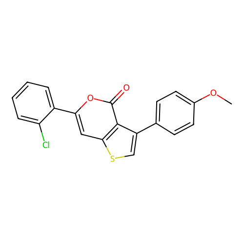 6-(2-chlorophenyl)-3-(4-methoxyphenyl)-4H-thieno[3,2-c]pyran-4-one structure