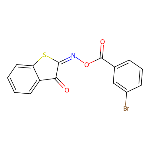 (2E)-2-({[(3-bromophenyl)carbonyl]oxy}imino)-1-benzothiophen-3(2H)-one structure