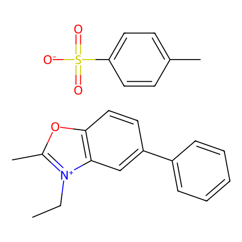 Benzoxazolium, 3-ethyl-2-methyl-5-phenyl-, 4-methylbenzenesulfonate (1:1) structure