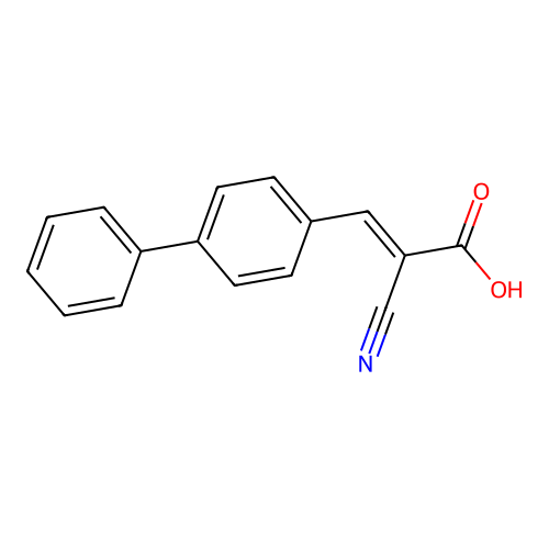 (E)-2-cyano-3-(4-phenylphenyl)prop-2-enoic acid structure