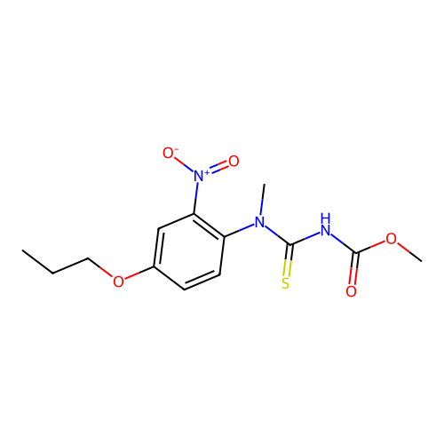 methyl N-[methyl-(2-nitro-4-propoxyphenyl)carbamothioyl]carbamate structure