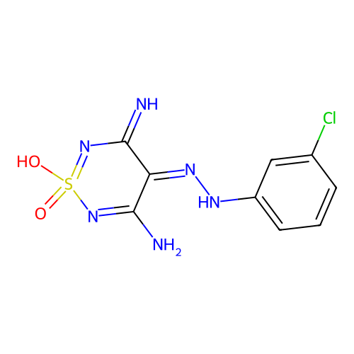 3,5-Diamino-4-((3-chlorophenyl)diazenyl)-1lambda(4),2,6-thiadiazin-1-ol 1-oxide structure