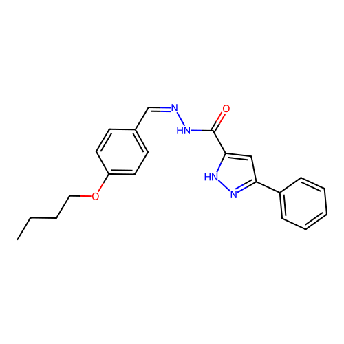N-[(1Z)-2-(4-butoxyphenyl)-1-azavinyl](3-phenylpyrazol-5-yl)carboxamide structure