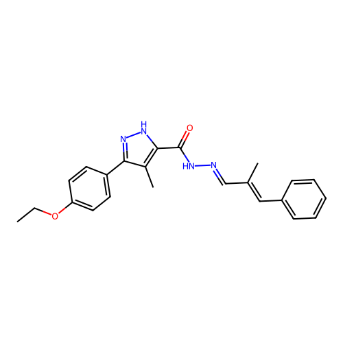 5(4-Ethoxy-PH)4-ME-2H-pyrazole-3-carboxylic acid (2-ME-3-PH-allylidene)hydrazide structure