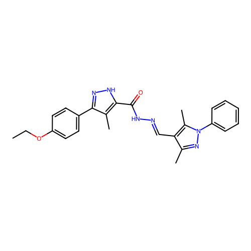 N'-[(E)-(3,5-dimethyl-1-phenyl-1H-pyrazol-4-yl)methylidene]-3-(4-ethoxyphenyl)-4-methyl-1H-pyrazole-5-carbohydrazide structure