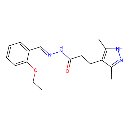 (E)-3-(3,5-dimethyl-1H-pyrazol-4-yl)-N'-(2-ethoxybenzylidene)propanehydrazide structure