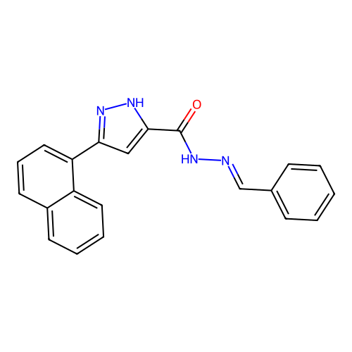 (E)-N'-benzylidene-3-(naphthalen-1-yl)-1H-pyrazole-5-carbohydrazide structure