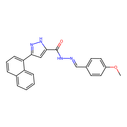 (E)-N'-(4-methoxybenzylidene)-3-(naphthalen-1-yl)-1H-pyrazole-5-carbohydrazide structure