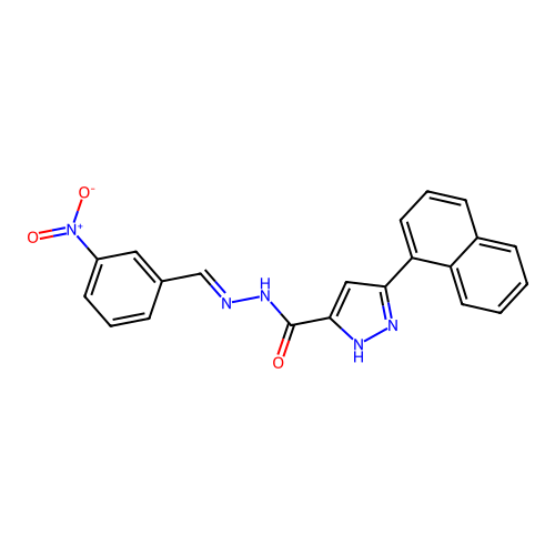 (E)-3-(naphthalen-1-yl)-N'-(3-nitrobenzylidene)-1H-pyrazole-5-carbohydrazide structure