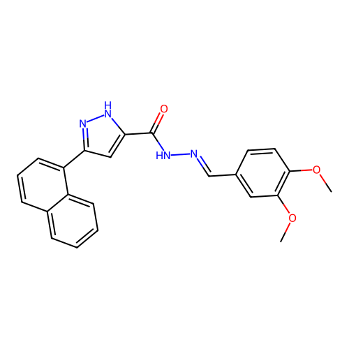 (E)-N'-(3,4-dimethoxybenzylidene)-3-(naphthalen-1-yl)-1H-pyrazole-5-carbohydrazide structure
