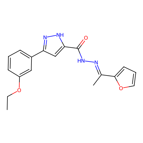 3-(3-ethoxyphenyl)-N'-[(1E)-1-(furan-2-yl)ethylidene]-1H-pyrazole-5-carbohydrazide structure