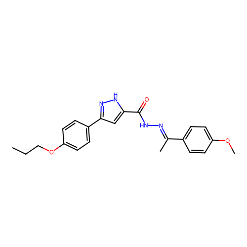 N'-(1-(4-Meo-PH)ethylidene)-3-(4-propoxyphenyl)-1H-pyrazole-5-carbohydrazide structure