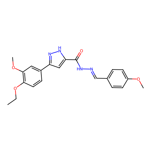(E)-3-(4-ethoxy-3-methoxyphenyl)-N'-(4-methoxybenzylidene)-1H-pyrazole-5-carbohydrazide structure
