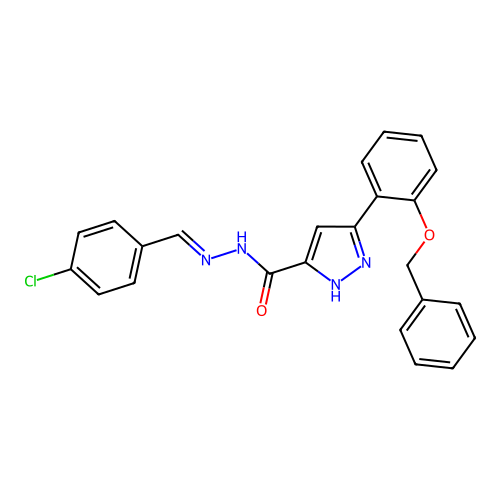 3-(2-(Benzyloxy)phenyl)-N'-(4-chlorobenzylidene)-1H-pyrazole-5-carbohydrazide structure