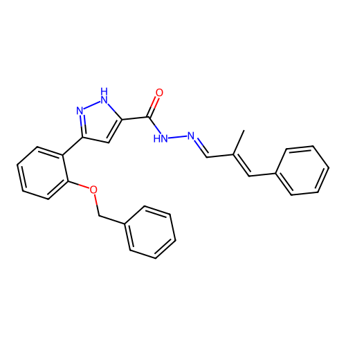 3-(2-(Benzyloxy)PH)-N'-(2-ME-3-PH-2-propenylidene)-1H-pyrazole-5-carbohydrazide structure