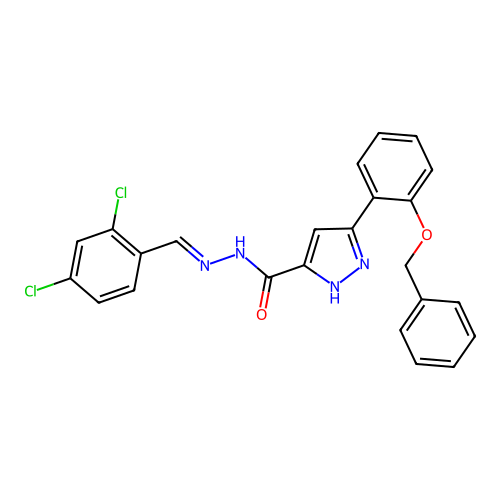 3-(2-(Benzyloxy)PH)-N'-(2,4-dichlorobenzylidene)-1H-pyrazole-5-carbohydrazide structure