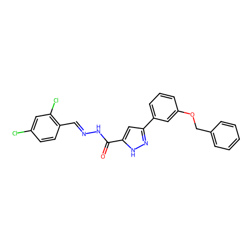 3-[3-(benzyloxy)phenyl]-N'-[(E)-(2,4-dichlorophenyl)methylidene]-1H-pyrazole-5-carbohydrazide structure