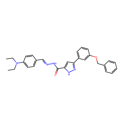 (E)-3-(3-(benzyloxy)phenyl)-N'-(4-(diethylamino)benzylidene)-1H-pyrazole-5-carbohydrazide structure