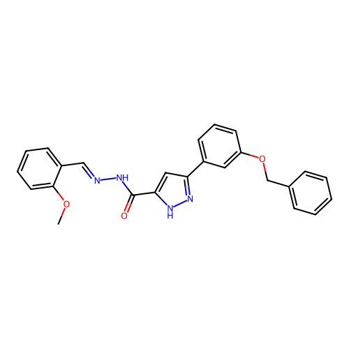 3-[3-(benzyloxy)phenyl]-N'-[(E)-(2-methoxyphenyl)methylidene]-1H-pyrazole-5-carbohydrazide structure