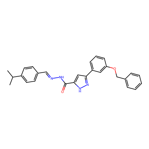 (E)-3-(3-(benzyloxy)phenyl)-N'-(4-isopropylbenzylidene)-1H-pyrazole-5-carbohydrazide structure