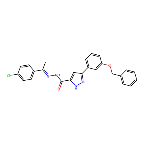 3-(3-(Benzyloxy)PH)-N'-(1-(4-CL-PH)ethylidene)-1H-pyrazole-5-carbohydrazide structure