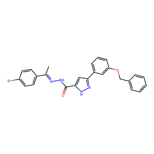 3-(3-(Benzyloxy)PH)-N'-(1-(4-BR-PH)ethylidene)-1H-pyrazole-5-carbohydrazide structure