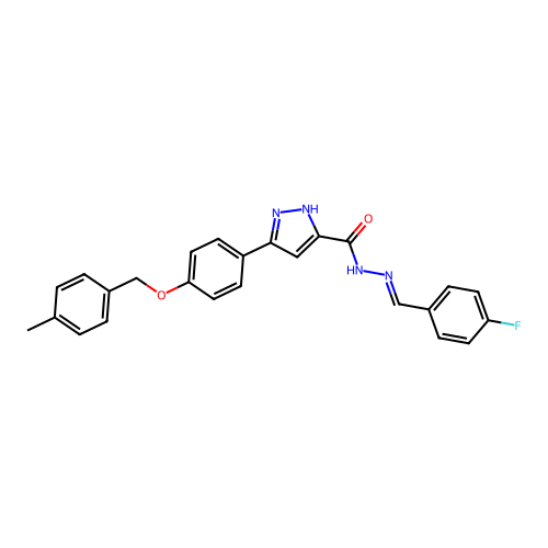 N'-(4-F-Benzylidene)-3-(4-((4-methylbenzyl)oxy)PH)-1H-pyrazole-5-carbohydrazide structure