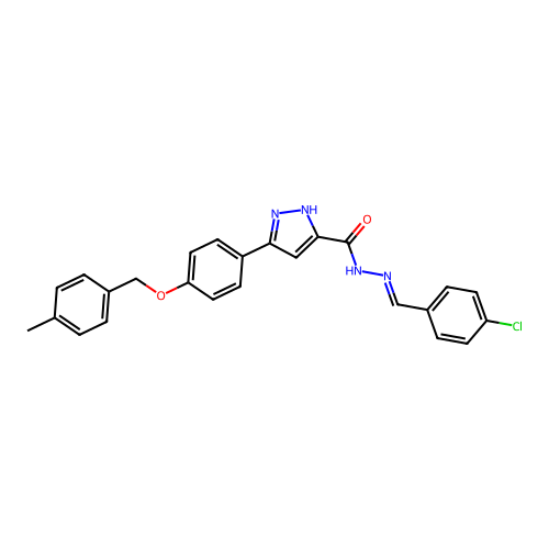 N'-(4-CL-Benzylidene)-3-(4-((4-methylbenzyl)oxy)PH)-1H-pyrazole-5-carbohydrazide structure