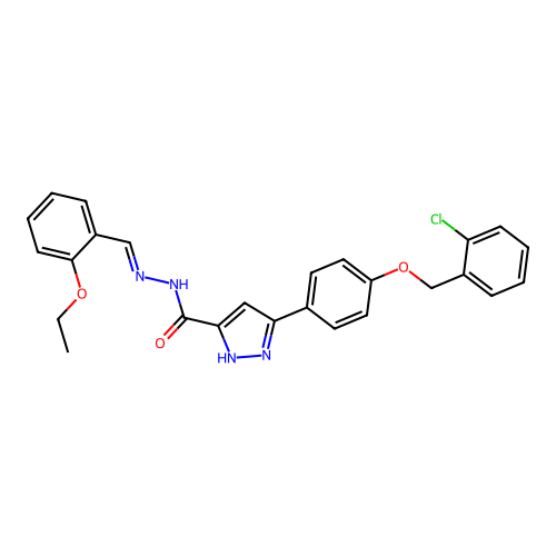3-(4-((2-CL-Benzyl)oxy)PH)-N'-(2-ethoxybenzylidene)-1H-pyrazole-5-carbohydrazide structure