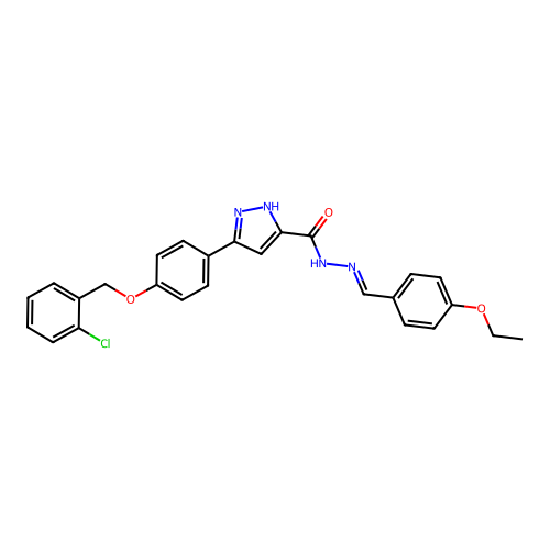 3-(4-((2-CL-Benzyl)oxy)PH)-N'-(4-ethoxybenzylidene)-1H-pyrazole-5-carbohydrazide structure