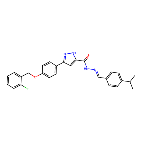 3-{4-[(2-chlorobenzyl)oxy]phenyl}-N'-{(E)-[4-(propan-2-yl)phenyl]methylidene}-1H-pyrazole-5-carbohydrazide structure