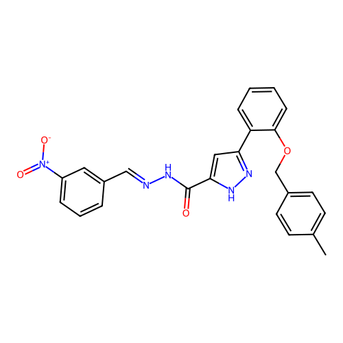 3-{2-[(4-methylbenzyl)oxy]phenyl}-N'-[(E)-(3-nitrophenyl)methylidene]-1H-pyrazole-5-carbohydrazide structure