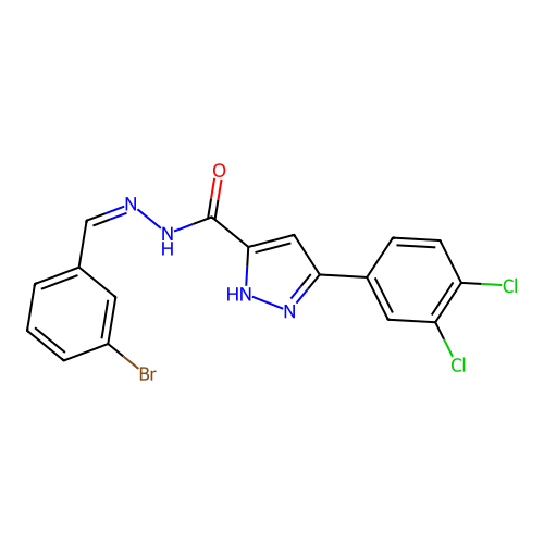 N'-[(Z)-(3-bromophenyl)methylidene]-3-(3,4-dichlorophenyl)-1H-pyrazole-5-carbohydrazide structure