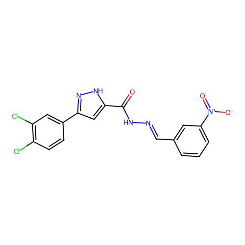 (E)-3-(3,4-dichlorophenyl)-N'-(3-nitrobenzylidene)-1H-pyrazole-5-carbohydrazide structure