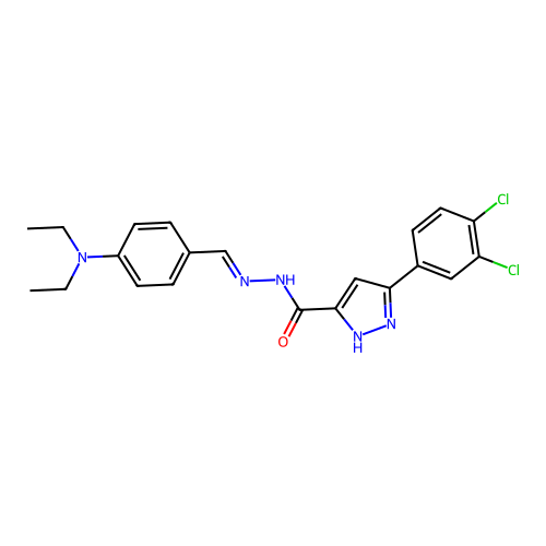 3-(3,4-dichlorophenyl)-N'-{(E)-[4-(diethylamino)phenyl]methylidene}-1H-pyrazole-5-carbohydrazide structure