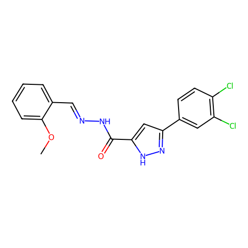 3-(3,4-dichlorophenyl)-N'-[(E)-(2-methoxyphenyl)methylidene]-1H-pyrazole-5-carbohydrazide structure