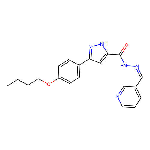 N-((1Z)-2-(3-pyridyl)-1-azavinyl)[3-(4-butoxyphenyl)pyrazol-5-yl]carboxamide structure